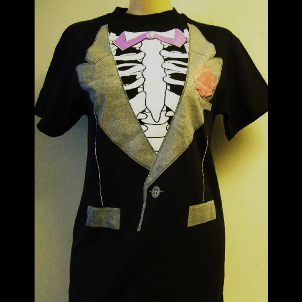 S, M 2x new skeleton tuxedo shirt novelty funny
